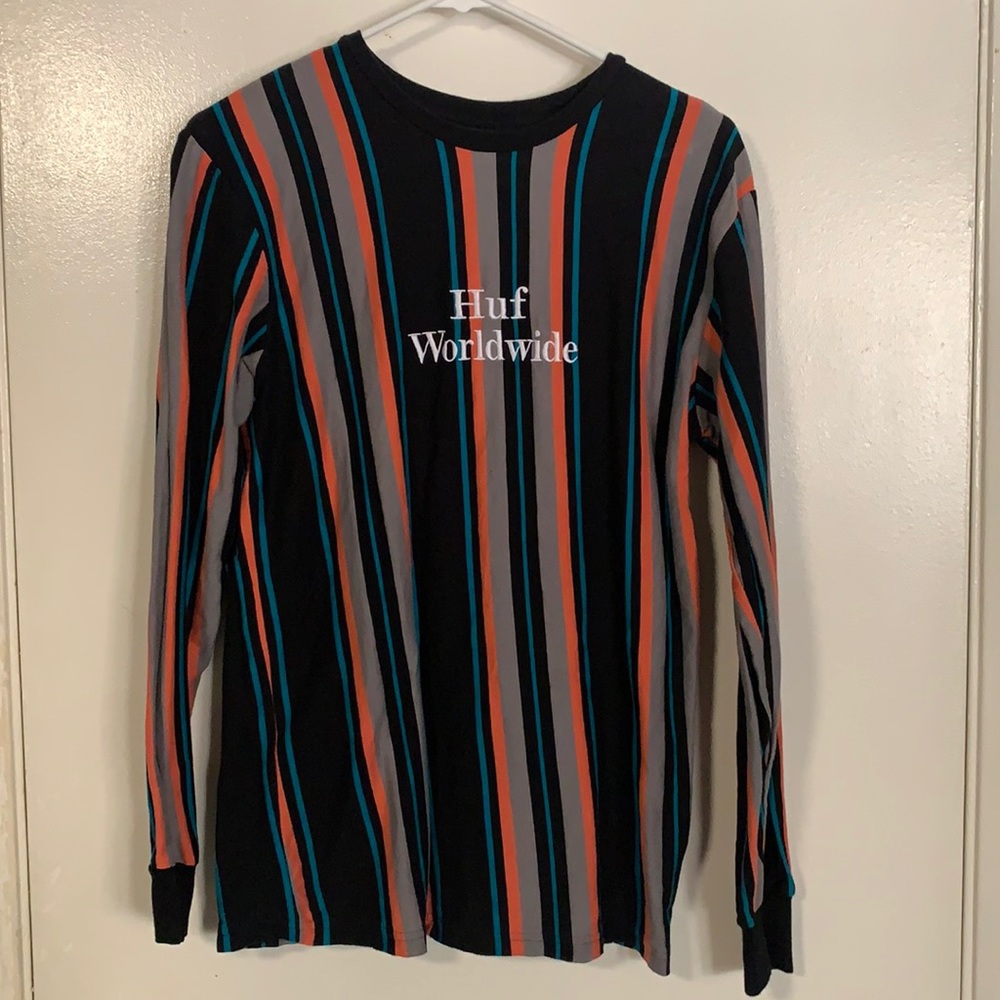 Mens striped HUF long sleeve shirt